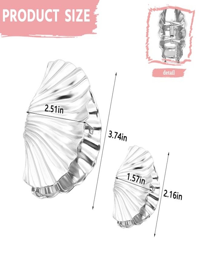Sisadodo Shell Claw Clips for Girls Women Fashion Seashell Hair Clip Claws for Teen Girl Stylish Metal Hair Claw Clamps for Styling Sea Shell Silver Shell Hair Accessories for Women Non Slip Clip Barrettes - Image 2